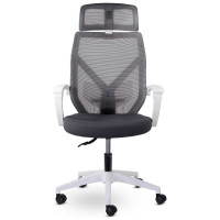 Кресло UTFC астон м-711 с подголовником, белый пластик (темно-серый) КИАстон02