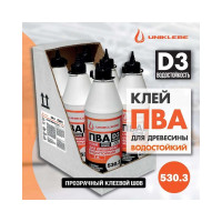 Клей ПВА UNIKLEBE 530.3 Клей ПВА D3 профессиональный водостойкий 6x1 л 5303066