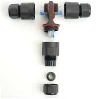 3-контактный соединитель-коннектор STEKKER ld541 на 3 выхода, с СМК221 пружинным контактом, ip68, черный, 49194