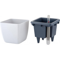 Квадратный горшок с автополивом INGREEN munchen 1.5л, с внутренней вставкой 0.85л, белоснежный жасмин IG622311048 264686