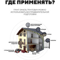 Быстросохнущая грунт-эмаль по ржавчине 3 в 1 Грунтович 10 кг, черный black-10