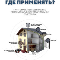 Быстросохнущая грунт-эмаль по ржавчине 3в1 Грунтович 10 кг, синий, blue-10