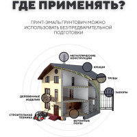 Быстросохнущая грунт-эмаль по ржавчине 3 в 1 Грунтович 10 кг, серый, grey10