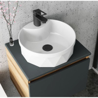 Круглая накладная раковина Bauedge BAU Element Cristal D40, с отверстием под смеситель, белая NS0006