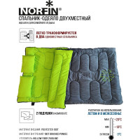 Мешок-одеяло спальный Norfin ALPINE COMFORT DOUBLE 250 GREEN NFL-30241