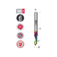 Фреза спиральная HSS M35 по алюминию Z1 4x14х8x60 мм, DLC покрытие WOODWORK 189.1460.04