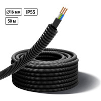 Кабель TDM ELECTRIC ВВГ-Пнг(А)-LS 3х1,5ок(N,PE)-0,66 ГОСТ в гофрированной трубе ПНД d16 черная (50 м) SQ0140-1001