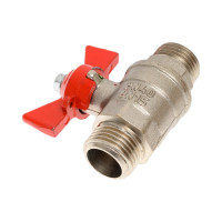 Кран шаровой для воды Valfex N/P59 1/2" НР/НР руч. бабочка, латунный никелированный 11Б27фт1М(96/24) VF.219.NB1.012.N/P59.Bir