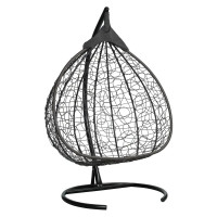 Подвесное двухместное кресло-кокон Лаура FISHT горячий шоколад + коричневый каркас, подушка шоколадная FIS 401