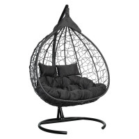 Подвесное двухместное кресло-кокон Лаура FISHT коричневый + коричневый каркас, подушка антрацит велюр №19 FIS 307 №19