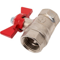 Шаровой кран Valfex N/P59 БИРКА для воды 1/2" ВР/ВР ручка-бабочка, латунный никелированный, 11Б27фт1М (96/24) VF.217.NB1.012.N/P59.Bir