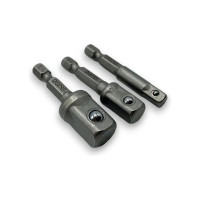 Набор адаптеров под головки 1/4-3/8-1/2", 50 мм, 3 предмета, CR-V SKRAB 43464