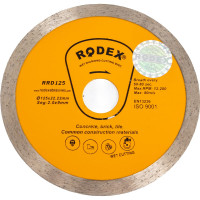 Отрезной алмазный круг супертонкий (керамическая резка) RODEX 125х22.2 мм RRD125