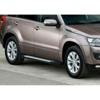 Пороги "Bmw-Style круг" Rival для Suzuki Grand Vitara III 5-дв. 2005-2015, 173 см, 2 шт., алюминий, D173AL.5502.2