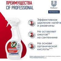 Моющее кислотное против ржавчины и налета для ванной, туалета и сантехники Professional CIF ср 8720633013308