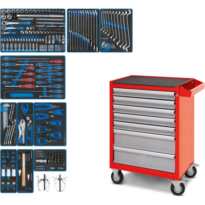 Набор инструментов KING TONY "DRIVE" в красной тележке, 251 предмет 934-251AMR