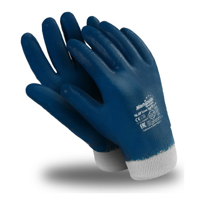Перчатки Manipula Specialist ТЕХНИК ЛАЙТ РП TNL-05Р интерлок, нитрил полный, резинка, цвет синий Пер 671/7