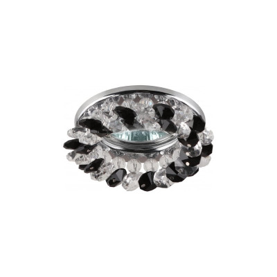 Светильник ЭРА DK16 CH/WH/BK декор кругл с мелкими хрустал MR16,12V/220V 50W хром/прозр C0043750