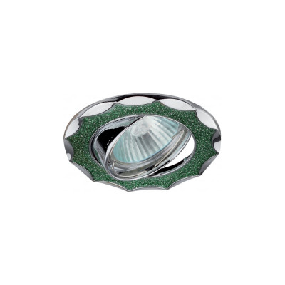 Светильник ЭРА DK17 CH/SH GR декор звезда со стекл крошкой MR16,12V/220V, 50W, хром/зеленый C0043754