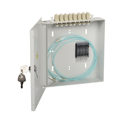 Укомплектованный настенный кросс ITK LC duplex 4 порта OS2 FOBX8-N-4LCUD09