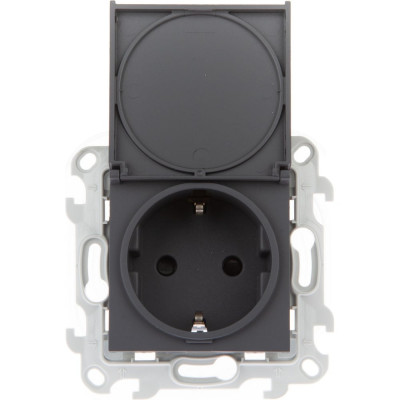 Розетка Simon 2К+З Schuko IP44, графит 2450448-038