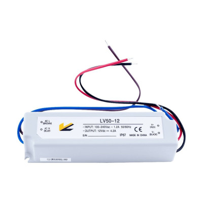 Блок питания SWG для ленты, IP 67, пластик 50 W, 12V, LV-50-12 00000000101