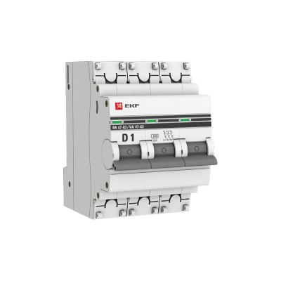 Автоматический выключатель EKF 3P, 1А, 4.5kA, ВА 47-63, PROxima mcb4763-3-01D-pro