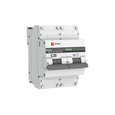 Автоматический выключатель EKF PROxima ВА 47-100, 2P, 20А, 10kA mcb47100-2-20C-pro