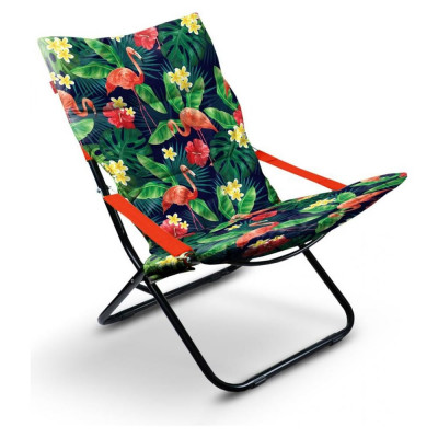 Складное кресло-шезлонг Nika с мягким матрасом, принт с фламинго ННК4Р/F