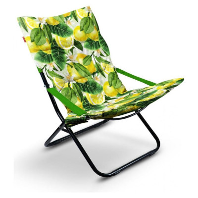 Складное кресло-шезлонг Nika с мягким матрасом, принт с лимонами ННК4Р/L