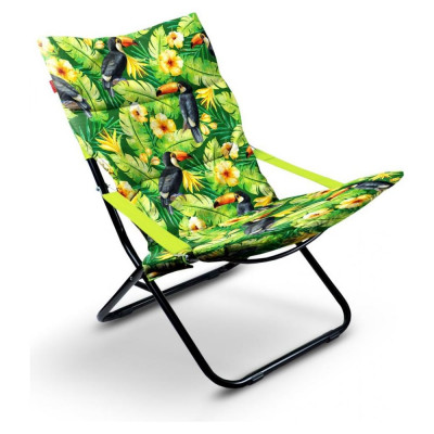 Складное кресло-шезлонг Nika с мягким матрасом, принт с туканами ННК4Р/T
