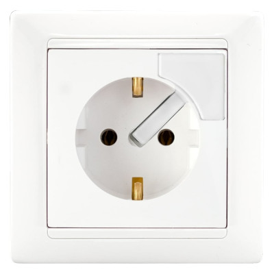 Розетка Bylectrica 1-местная СУ с заз.конт. с выталкивателем вилки, серия СТИЛЬ, белый, РС16-368