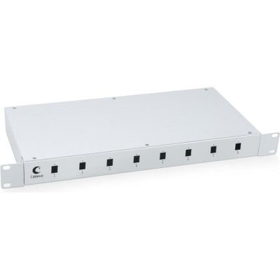 Кросс бокс Cabeus оптический, на 8 SC LC duplex, со сплайс пластиной, выдвижной, ODF-19-8-SC
