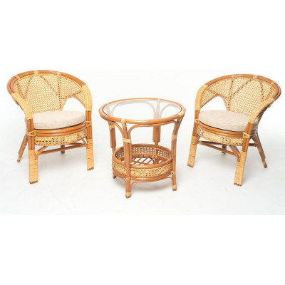 Комплект для отдыха Vinotti 2 кресла и стол 02/15 Коньяк