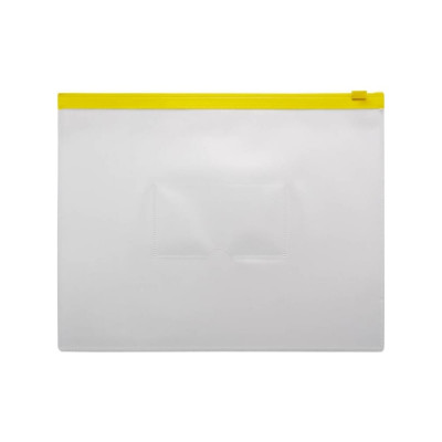 Папка на молнии БЮРОКРАТ ZIP A5, полипропилен 0.15 мм, карман для визитки, цвет молнии желтый, 12 шт 816735