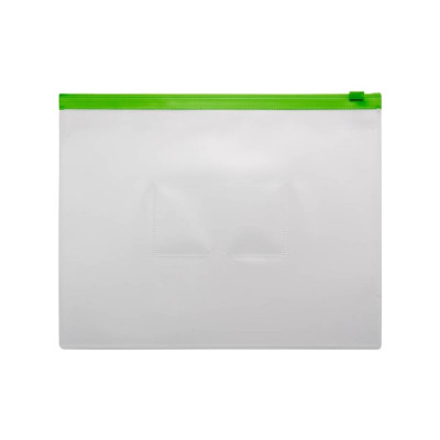 Папка на молнии БЮРОКРАТ ZIP A5,, полипропилен 0.15 мм, карман для визитки, цвет молнии зеленый, 12 шт 816732