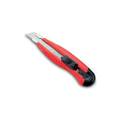 Канцелярский нож KW-Trio 3713red ширина лезвия 18 мм, усиленный, 2 сменных лезвия, металл, красный, блистер 12 шт. в упак. 811963