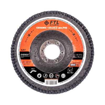 Круг лепестковый по нержавеющей стали Everest 27 (125x22.2 мм; P80) FTL 8685