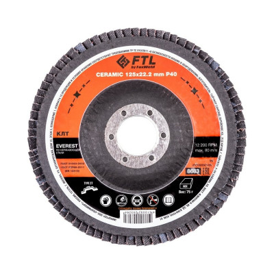 Круг лепестковый по нержавеющей стали Everest 27 (125x22.2 мм; P40) FTL 8683