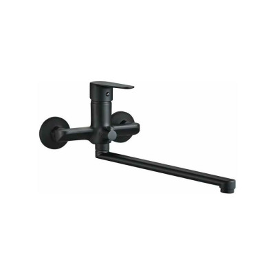 Cмеситель для ванны OUTE с длинным изливом 35 см, черный матовый, материал латунь T21023H