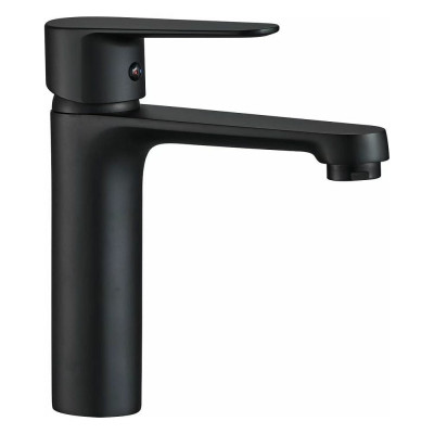 Смеситель для раковины OUTE 150 мм, черный, однорычажное управление, монтаж на одно отверстие, на гайке, гибкая подводка T21001H