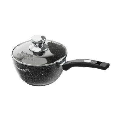 Индукционный ковш Мечта 1.7 л с несъемной ручкой и стеклянной крышкой с антипригарным покрытием гранит black induction pro 82802И