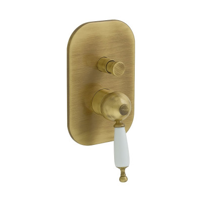 Смеситель Migliore OXFORD скрытого монтажа, 2-х позиционный, с девиатором, ручка белая, бронза 19098