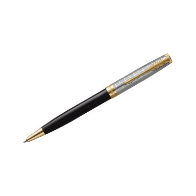 Шариковая ручка Parker Sonnet Metal&Black GT черная, 1.0 мм, поворотный, подарочная упаковка 2119787