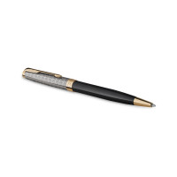 Шариковая ручка Parker Sonnet Metal&Black GT черная, 1.0 мм, поворотный, подарочная упаковка 2119787