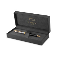 Шариковая ручка Parker Sonnet Metal&Black GT черная, 1.0 мм, поворотный, подарочная упаковка 2119787