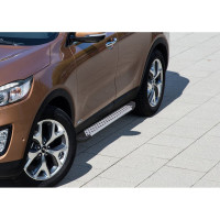 Пороги на автомобиль Rival Bmw-Style круг для Kia Sorento III Prime 2015-2017 г.в., 180 см, 2 шт., алюминий D180AL.2803.3