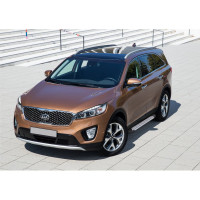 Пороги на автомобиль Rival Bmw-Style круг для Kia Sorento III Prime 2015-2017 г.в., 180 см, 2 шт., алюминий D180AL.2803.3