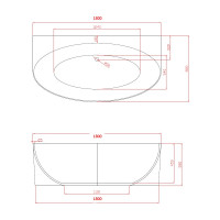 Акриловая ванна Azario CAMBRIDGE пристенная, с сифоном, 1800x880x580 мм CAM18090 68279