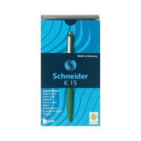 Набор ручек шариковых автоматических Schneider, 50 шт. в упаковке, K15 синяя, корпус зеленый, 1,0 мм 130824